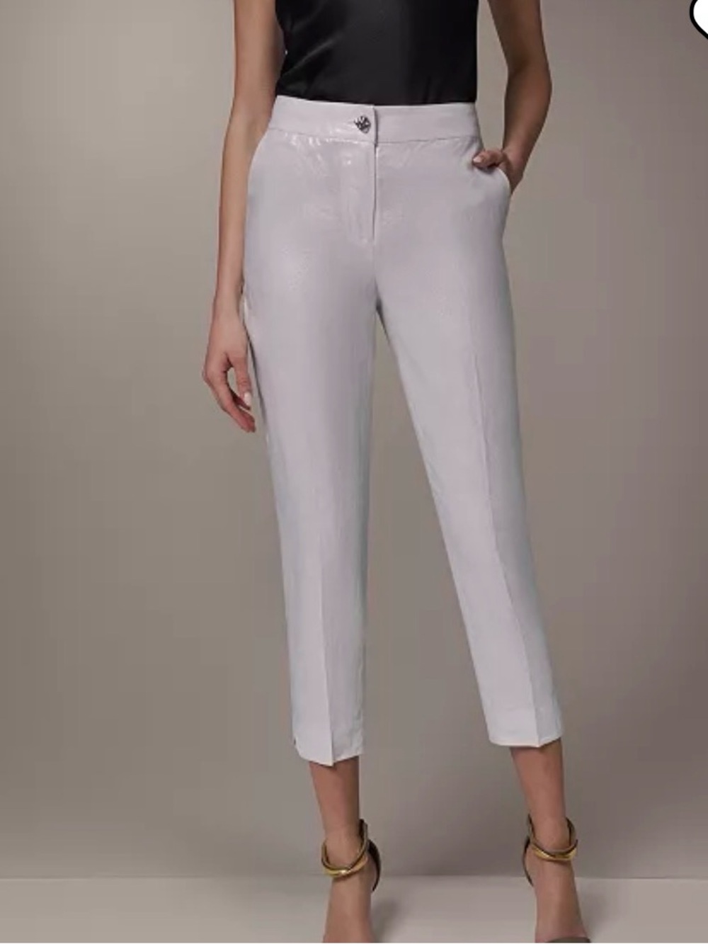 Donna Karan White Cropped Tailored Ankle Pants